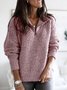 Half Open Collar Plain Loose Casual Sweater