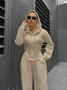 Hoodie Plain Casual Two-Piece Set