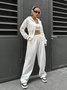 Hoodie Plain Casual Two-Piece Set