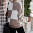 Crew Neck Casual Plaid Loose Sweater