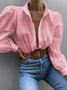 Plain Loose Shawl Collar Casual Shirt