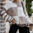 Crew Neck Casual Plaid Loose Sweater