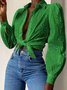 Plain Loose Shawl Collar Casual Shirt