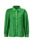 Plain Loose Shawl Collar Casual Shirt