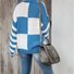 Crew Neck Casual Plaid Loose Sweater