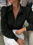 Plain Loose Shawl Collar Casual Shirt