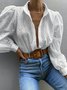 Plain Loose Shawl Collar Casual Shirt