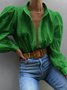 Plain Loose Shawl Collar Casual Shirt