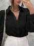 Plain Loose Shawl Collar Casual Shirt