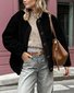 Casual Loose Crew Neck Plain Teddy Jacket