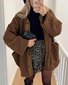 Casual Loose Crew Neck Plain Teddy Jacket