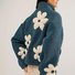 Floral Pattern Loose Mock Neck Vintage Teddy Jacket