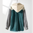 Hoodie Vintage Loose Multicolor Block Jacket