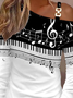Women's Long Sleeve Blouse Spring/Fall White Color Block Metal Asymmetrical Collar Going Out Casual Top