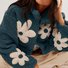 Floral Pattern Loose Mock Neck Vintage Teddy Jacket