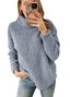 Plain Mock Neck Casual Loose Sweatshirt
