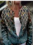 Knitted Plaid Crew Neck Casual Cardigan