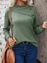 Casual Loose Shawl Collar Striped Blouse