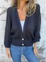Casual Dolman Sleeve Plain Loose Knit Top