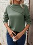 Casual Loose Shawl Collar Striped Blouse