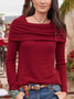Jersey Plain Casual Off The Shoulder Blouse