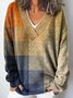 Geometric V Neck Vintage Loose Sweater