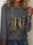 Vintage Retro Mid-Century Modern Look Cats Casual Long Sleeve Shirt