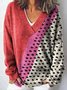 Geometric V Neck Vintage Loose Sweater