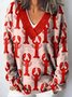 Geometric V Neck Vintage Loose Sweater