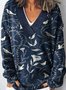 Geometric V Neck Vintage Loose Sweater
