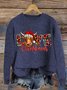 Women's Christmas Highland Cow Print Knitted Crew Neck Sweater