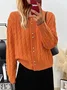 Loose Casual Balloon Sleeve Plain Wool/Knitting Cardigan With No