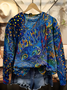 Women's Watercolor Floral Art Patterns Print Casual Sweatshirt