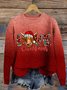 Women's Christmas Highland Cow Print Knitted Crew Neck Sweater