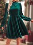 Women's Long Sleeve Spring/Fall Wine Red Plain Holiday Going Out Elegant Midi H-Line Dress