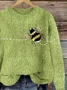 Women's Freedom Bee Print Knit Crew Neck Sweater