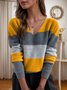 Striped V Neck Loose Casual Sweater