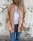 Loose Plain Crew Neck Casual Jacket