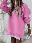 Plain Loose Crew Neck Casual Sweatshirt