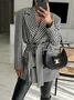 Houndstooth Casual Regular Fit Blazer With Belt