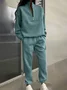 Casual Half Open Collar Two-Piece Set