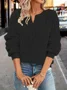 Plain Half Open Collar Casual Sweatshirt