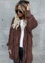 Plain Hoodie Casual Loose Leather & Faux Leather