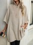 Dolman Sleeve Plain Casual Mock Neck Sweater