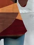Women's Long Sleeve T-shirt Spring/Fall Brown Colorblock Jersey Crew Neck Daily Going Out Casual Top