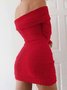 Off The Shoulder Tight Sexy Plain Dress With No