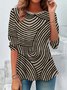 Women's Long Sleeve T-shirt Spring/Fall Black Abstract Jersey Crew Neck Daily Going Out Casual Top