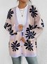 Floral V Neck Casual Cardigan