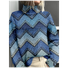 Denim Print Graphic Mock Neck Casual Sweatshirt