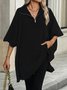 Dolman Sleeve Plain Casual Mock Neck Sweater